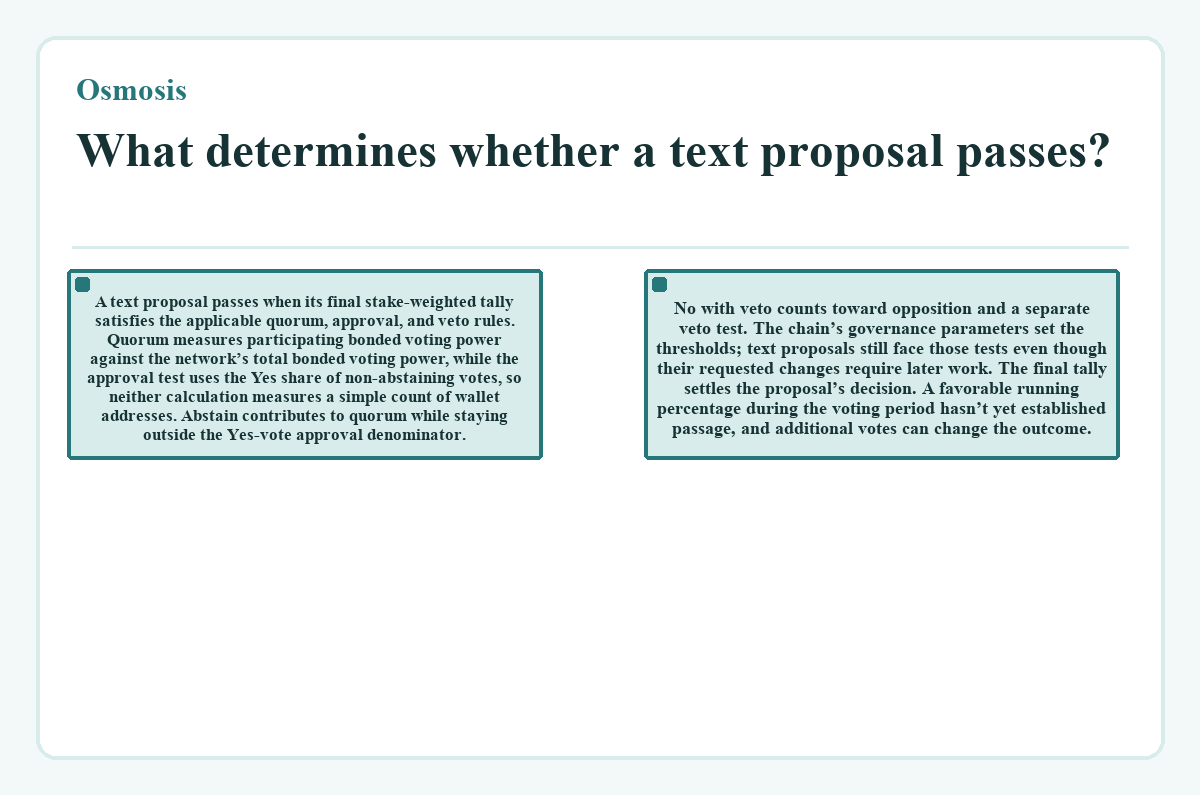 Visual summary: Osmosis - What determines whether a text proposal passes?